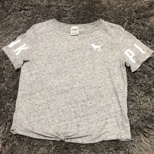 PINK Victoria's Secret Gray Short Sleeve‎ Knot T-Shirt